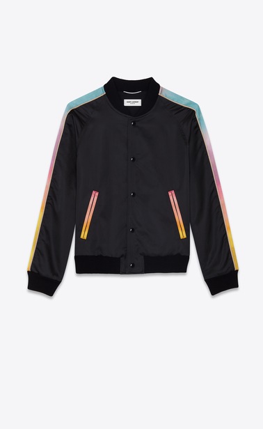 SAINT LAURENT カジュアルジャケット メンズ パンサージャケット(ブラック/マルチカラーサテン) b_V4